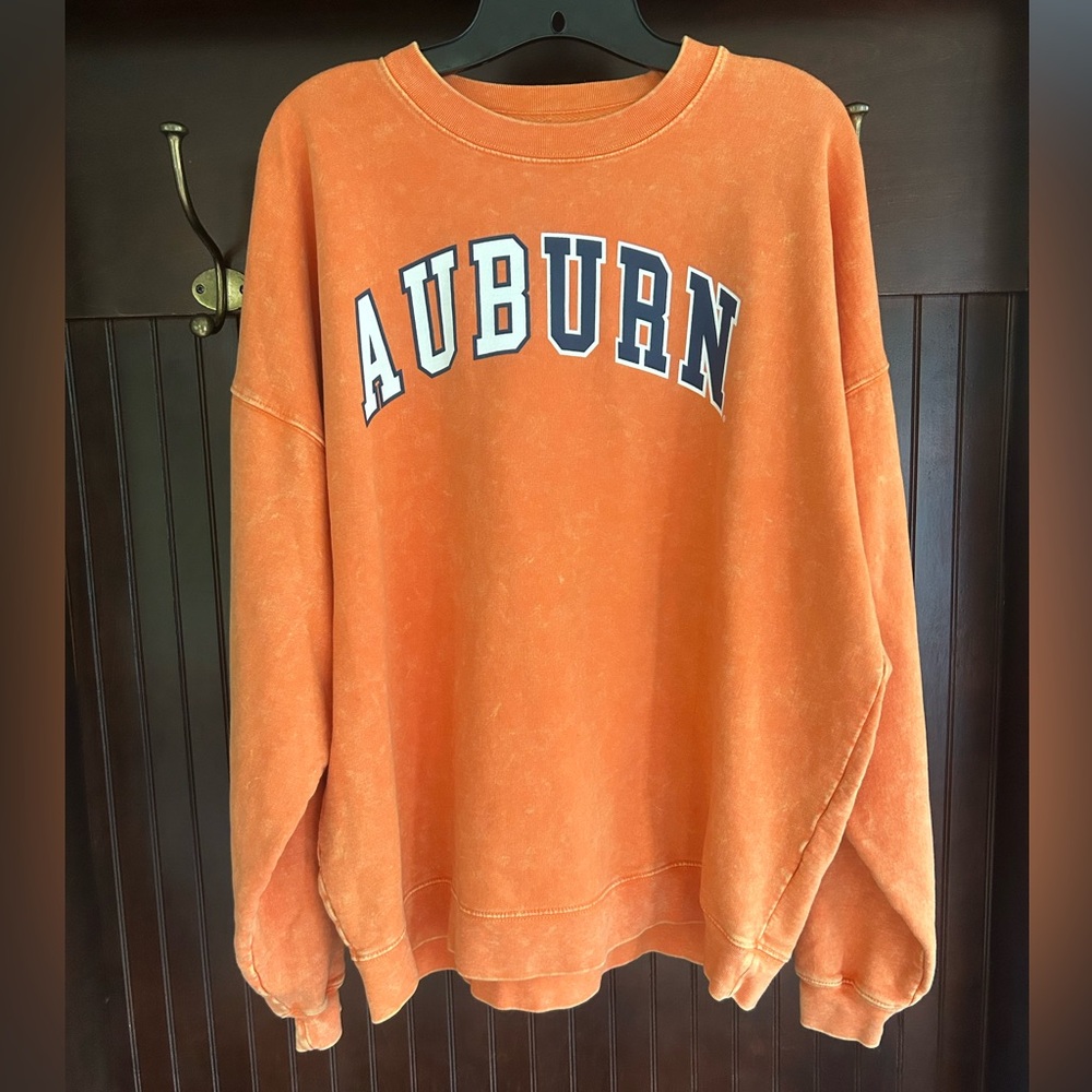 ZOOZATZ Auburn University Sweatshirt Orange Oversized Marbled Faded Baggy | XS - Picture 3 of 11
